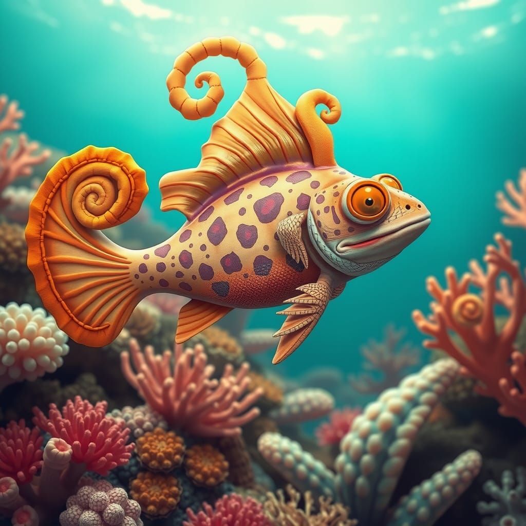 Flounder Chameleon Hybrid in Coral Reef