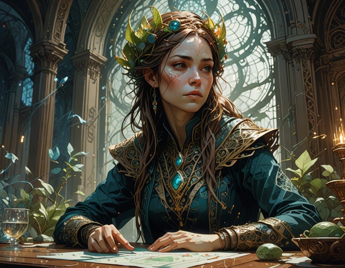 Eternal Goddess Sits in Serene Conference