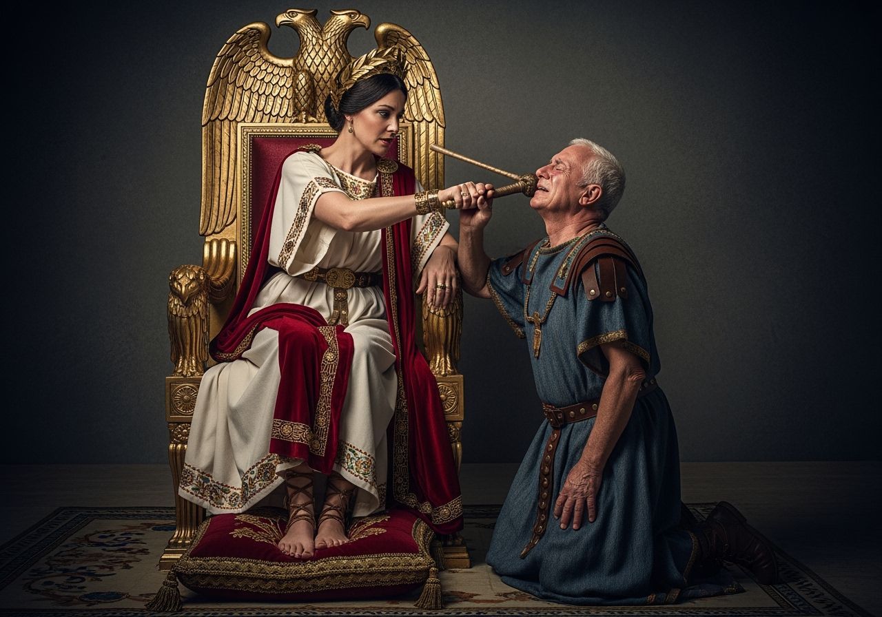 Furious Roman Empress on Golden Eagle Throne