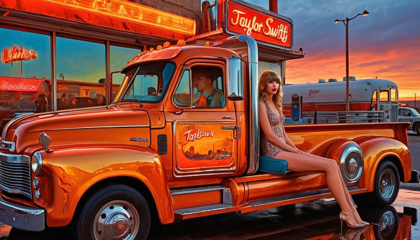 Taylor Swift in Retroamerican Trucker Art