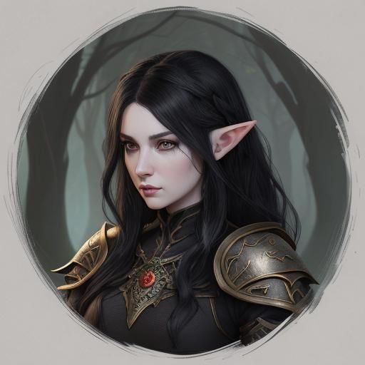Shadar-Kai Elf Ranger Portrait in Detailed Matte Painting
