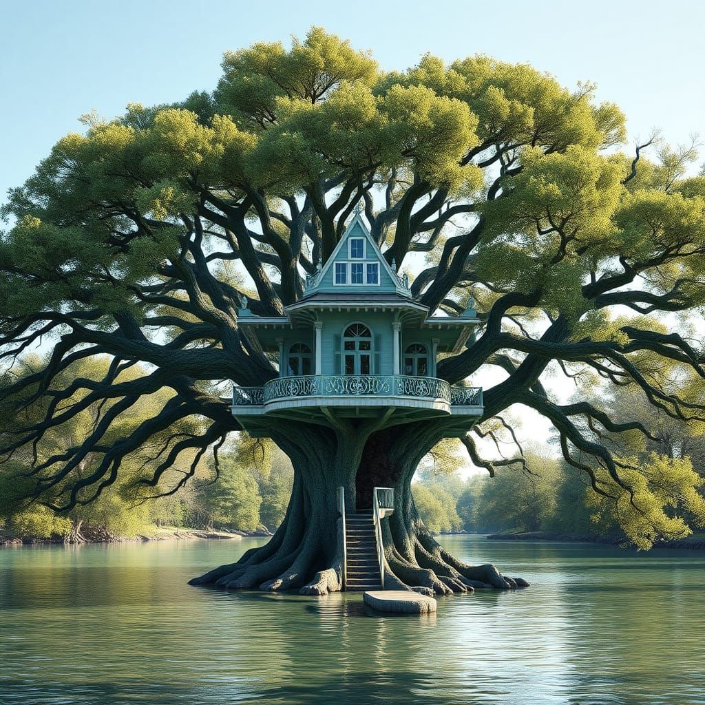 Ornate Treehouse in Gigantic Turquoise Angel Oak