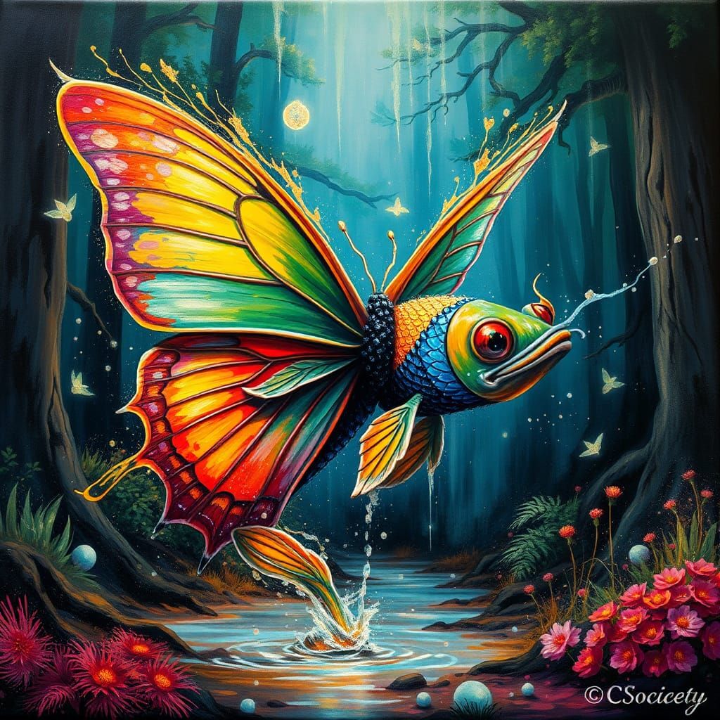 Enchanted Fish Butterfly in Graffiti Art Style