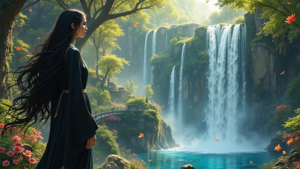 Enchanted Waterfall Encounter with Ethereal Elves