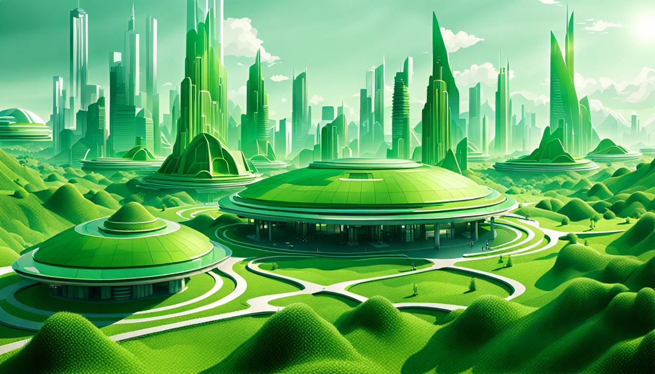 Futuristic Green City on Plateau