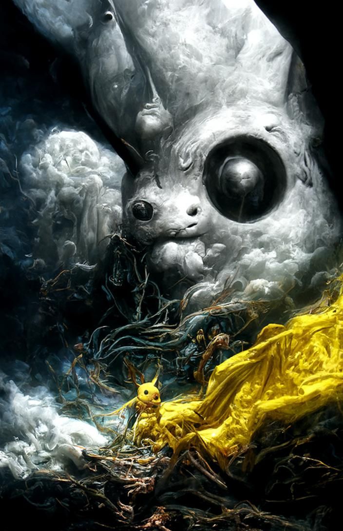 Psychedelic Pikachu Dreamscape in Cel Shading Style