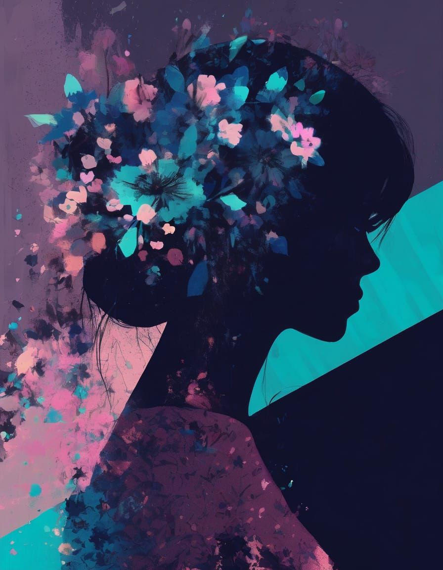 Ethereal Anime Woman in Void Landscape