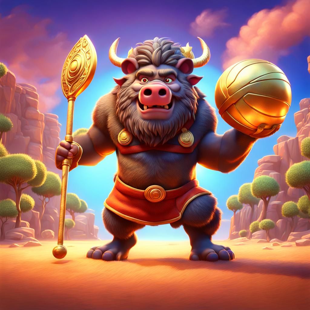 Fluffy Erymanthian Boar Plays Ball with Heroes