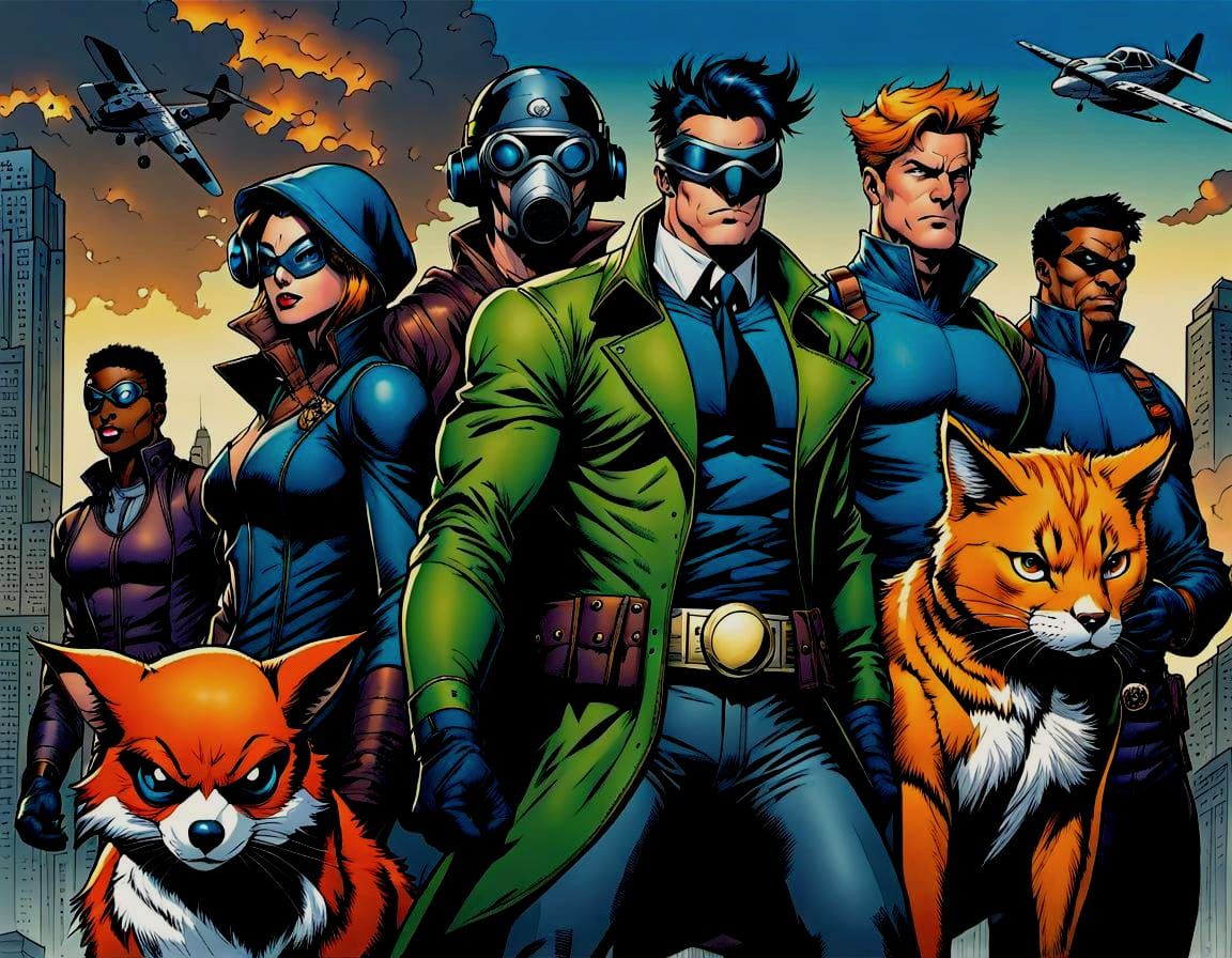 Animal-Themed Cybernetic Heroes Comic Book Page