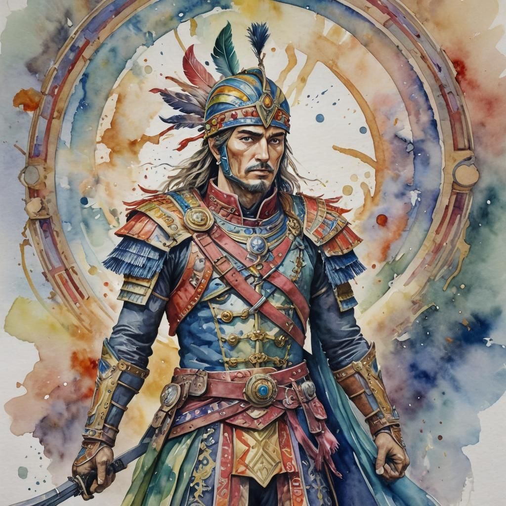 Revolutionary Warrior Catalyst for Peace in Watercolor Style