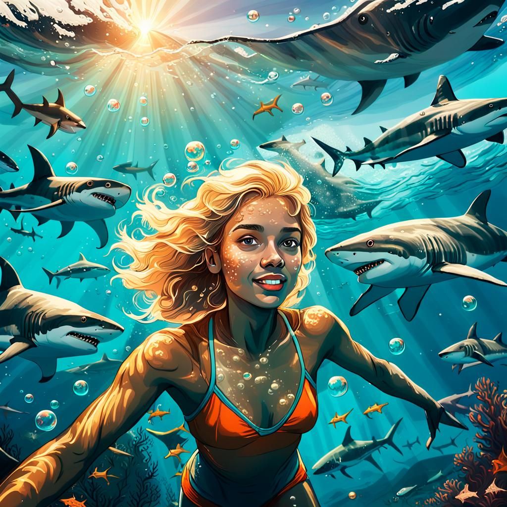Swimming with Sharks Near Sri Lanka: Concept Art