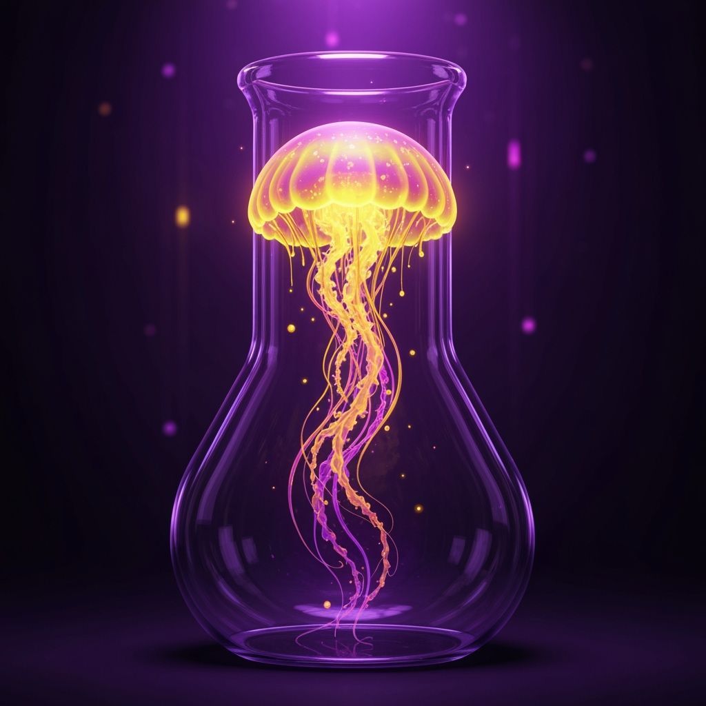 Acid Jellyfish in Beaker: Dark Fantasy Concept Art