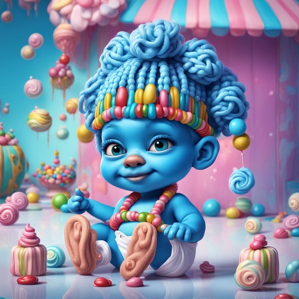 Baby Smurf Girl King in Candy Art Style
