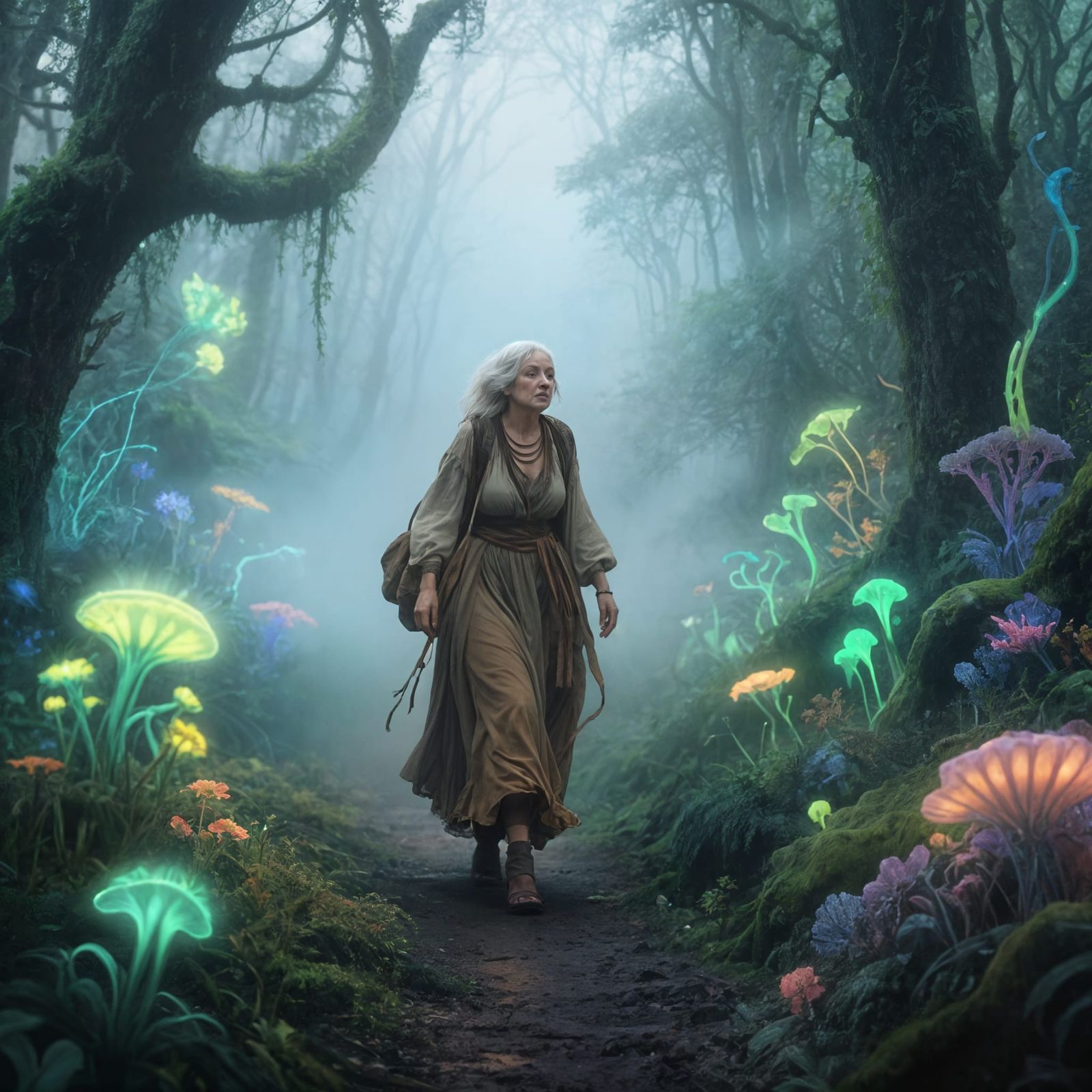 Bohemian Traveller in Mystical Glowing Forest