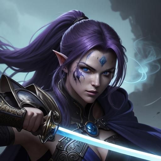 One-Armed Tiefling Warrior with Katana: Fantasy Illustration