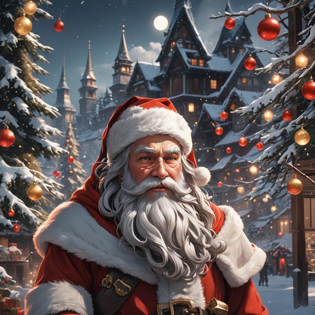Santa Claus in Detailed 3D Anime Art Style