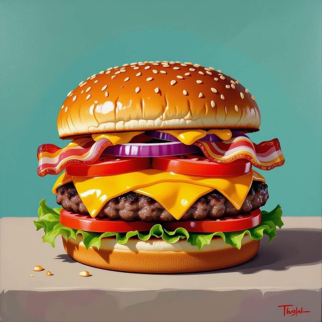 Burger Still Life in Pop Art Style