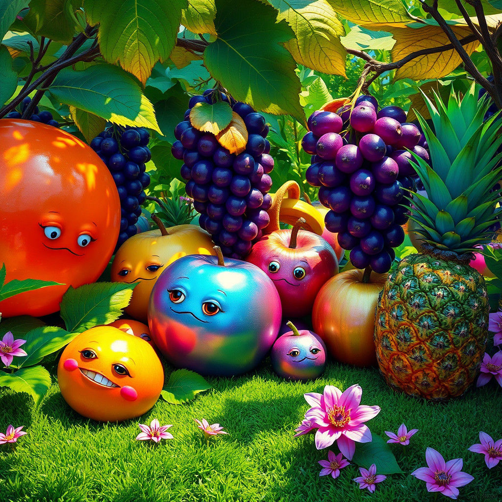 Surreal Garden of Living Fruit, a Pop Art Dream