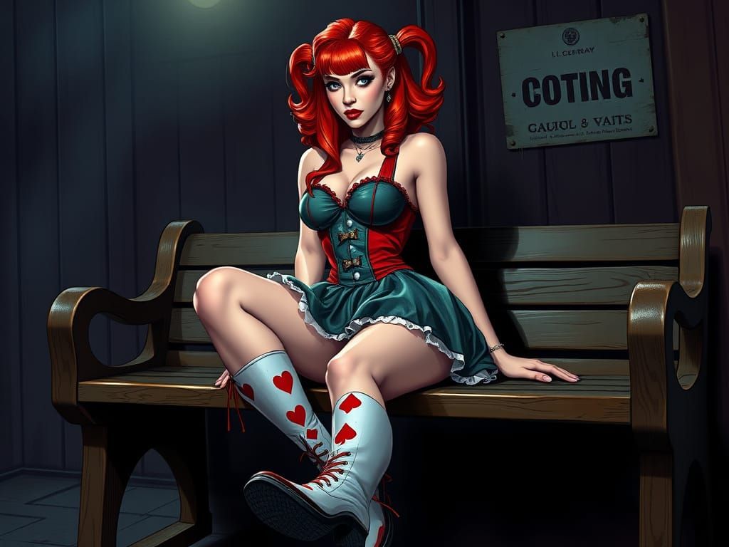 Seductive Clown Siren in Comic Art Style