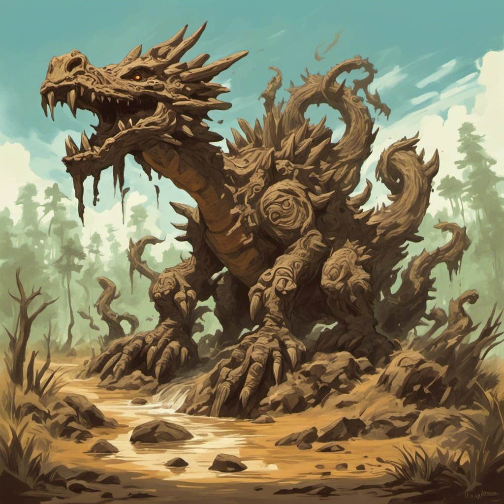 Majestic Mud Dragon Roaring to Life