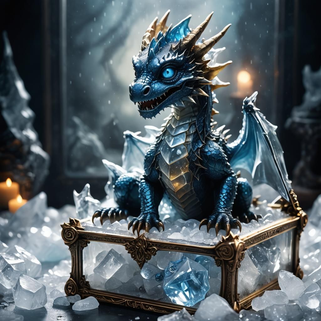Icy Dragon in Gothic Jewelry Box