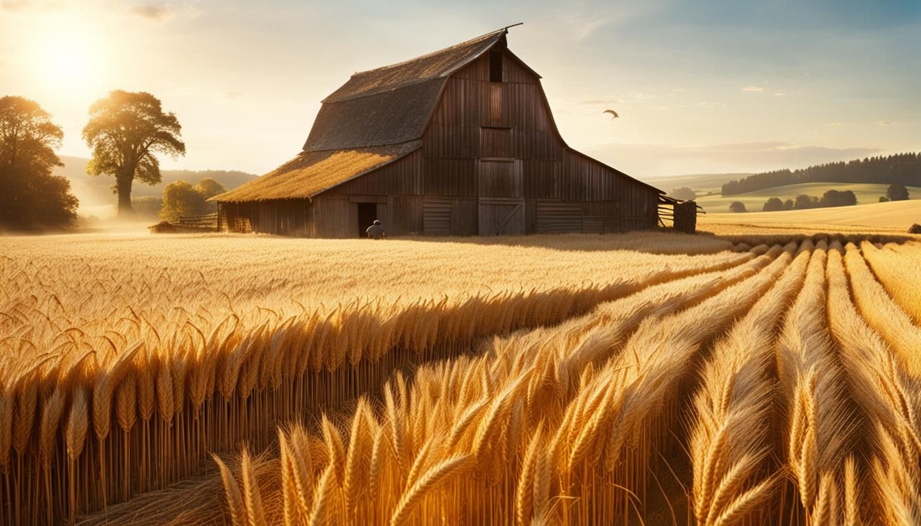 Picturesque Autumn Harvest in Golden Wheat Fields