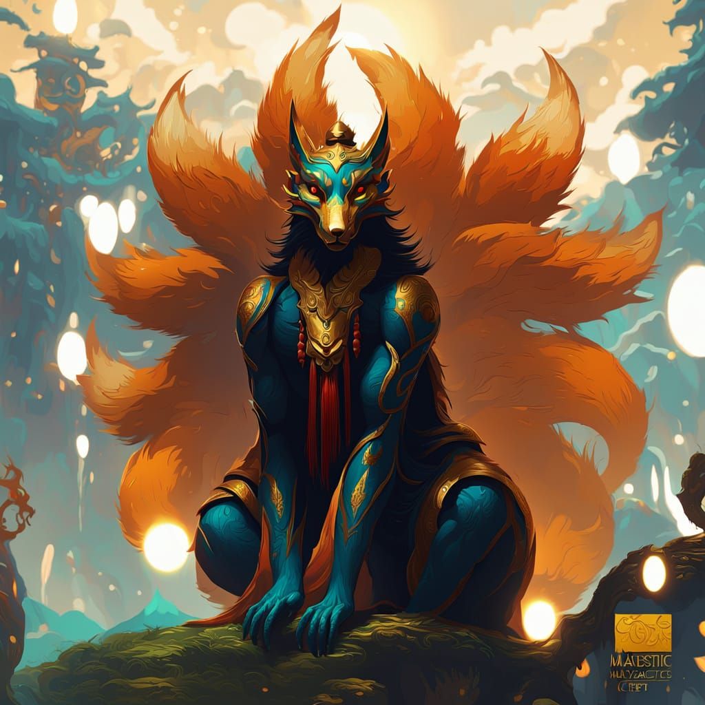 Kitsune Man in Anime-Inspired Digital Painting