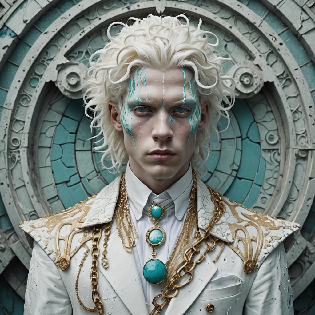 Albino Model in Art Nouveau Concrete Fashion