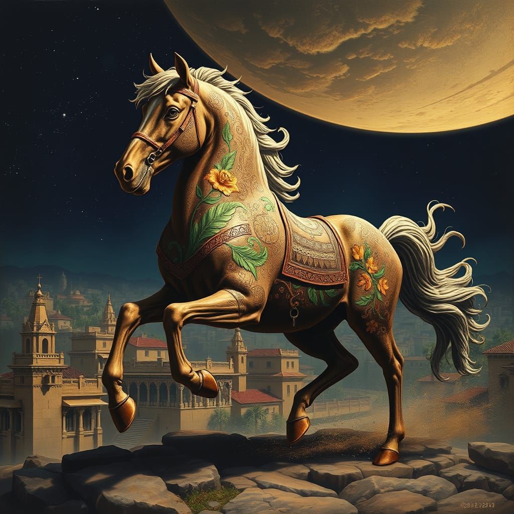 Majestic Floral Horse Gallops Through South American City in...