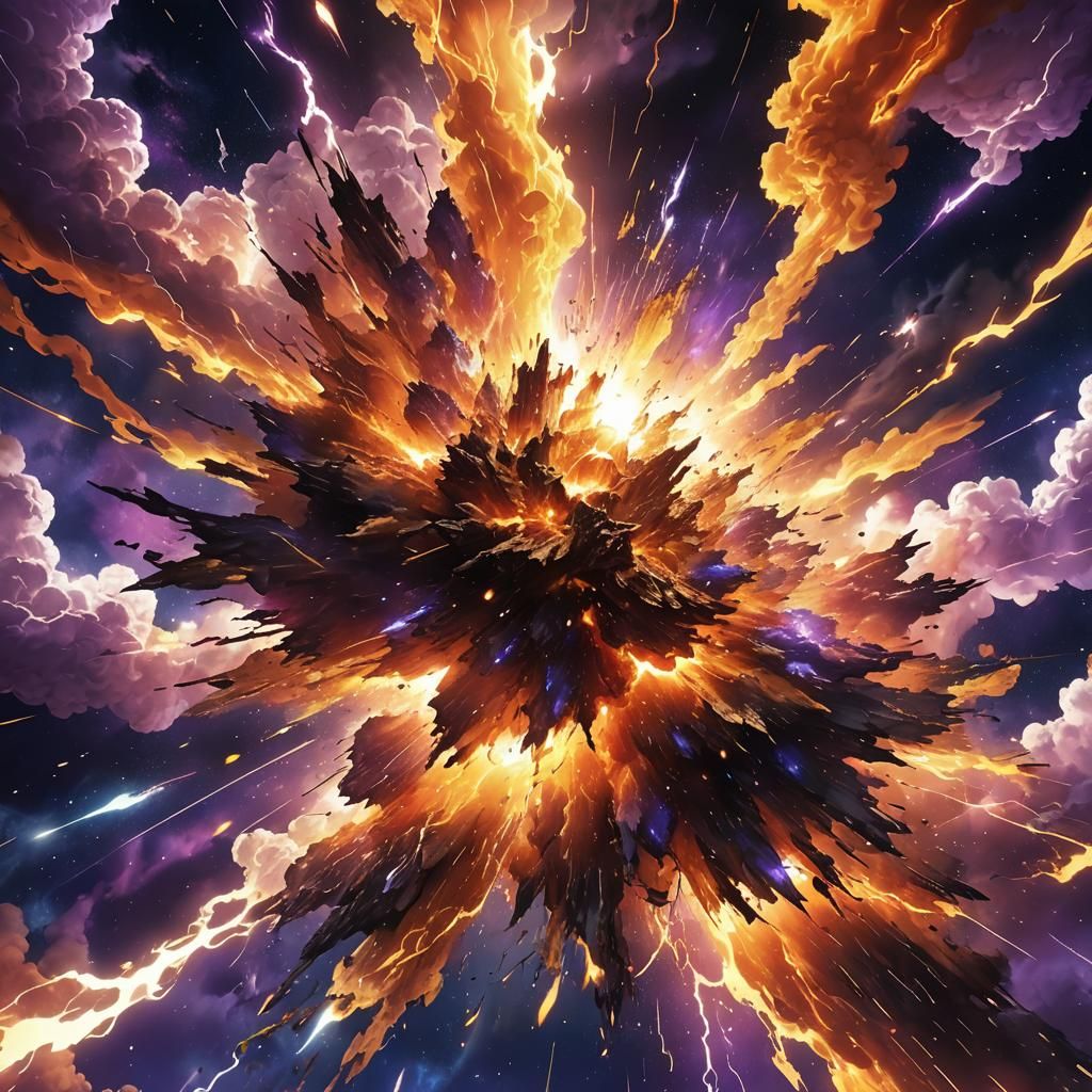 Cosmic Explosion: Vibrant Digital Art in Space