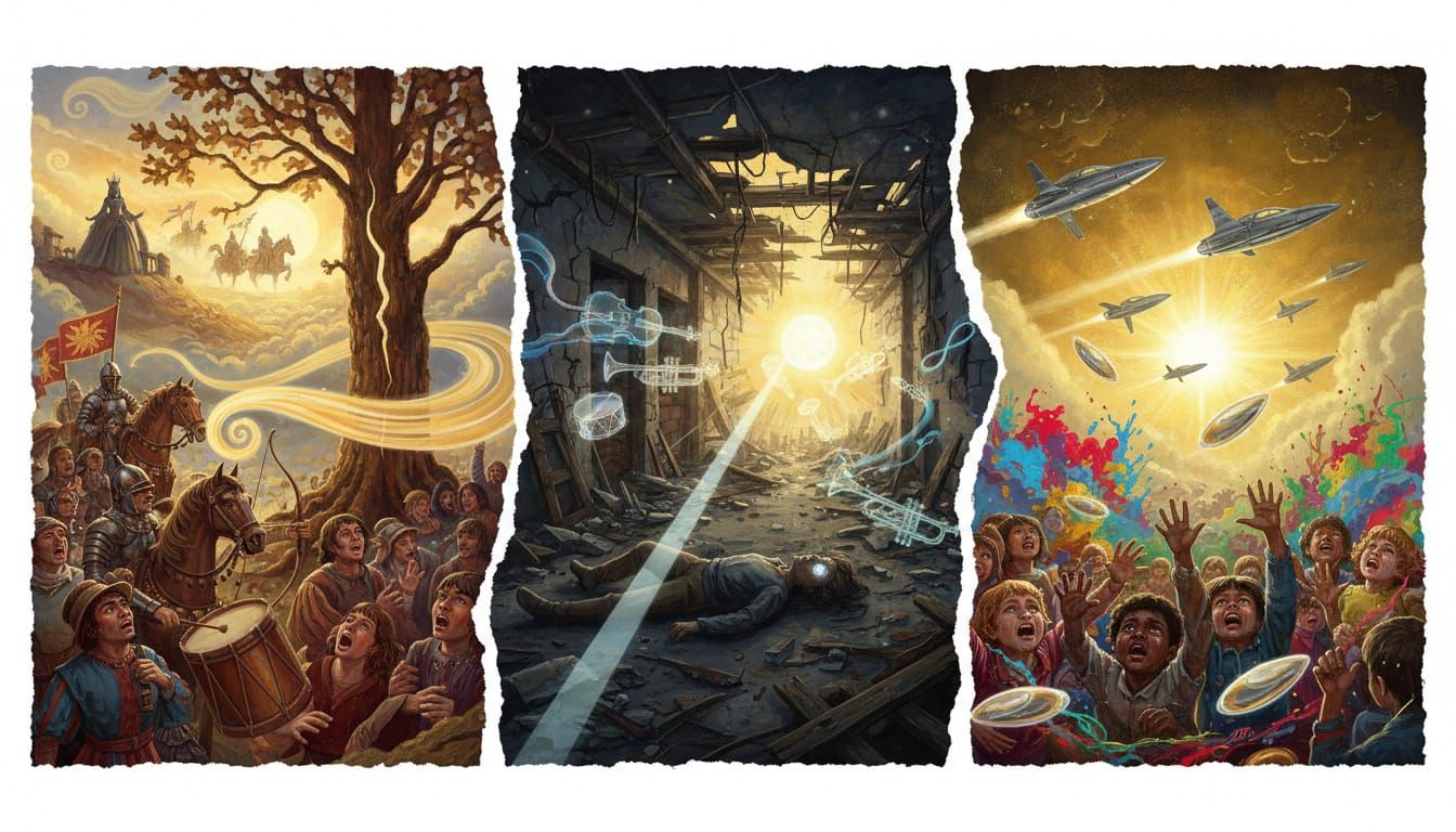 Dreamlike Medieval Knights and Ruined Basement Panorama