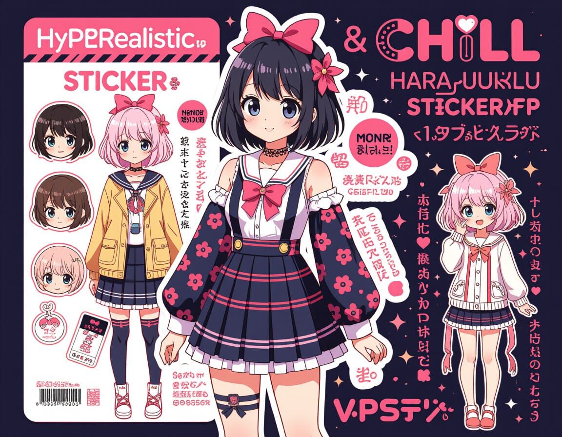 Harajuku Fashion Sticker Book in Anime Style