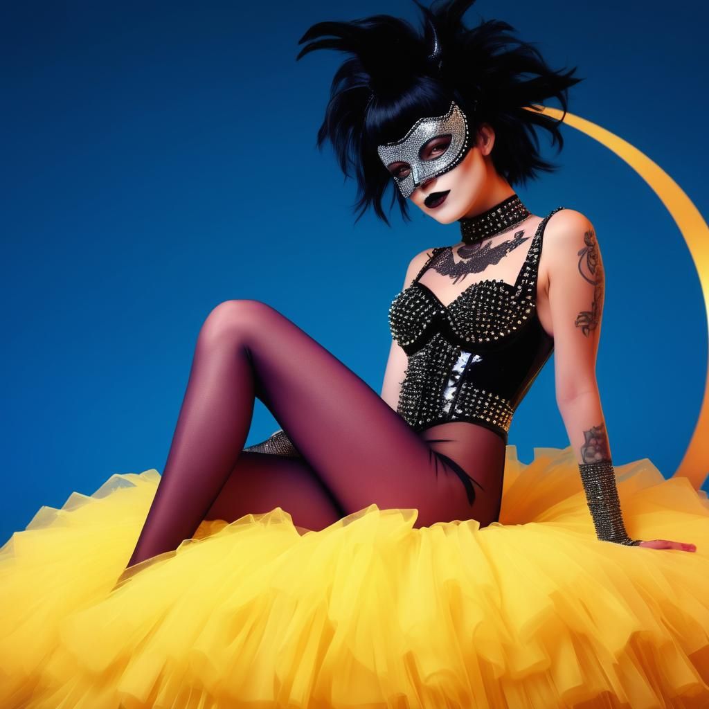 Goth Punk Woman in Masquerade Mask