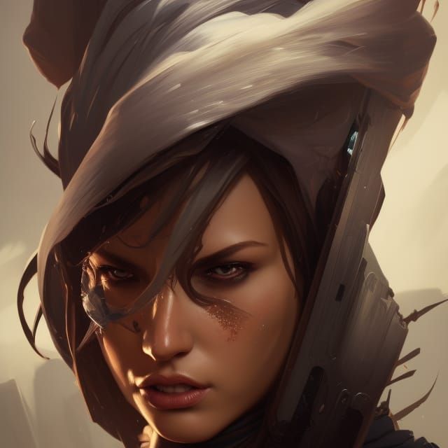 Assassin Woman Portrait in Hyperdetailed Style