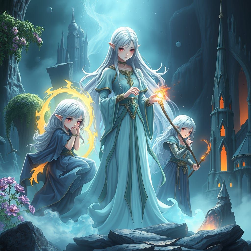 Sorceress's Life Journey in Vibrant Anime Style