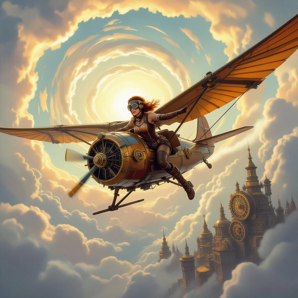 Steampunk Pilot Soars Over Clockwork City