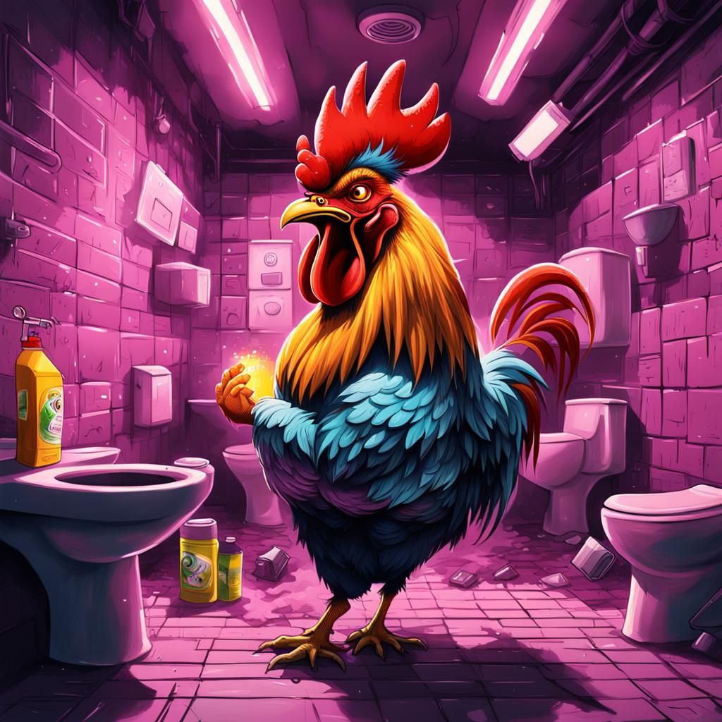 Angry Rooster Serves Nuclear Waste: Graffiti Art