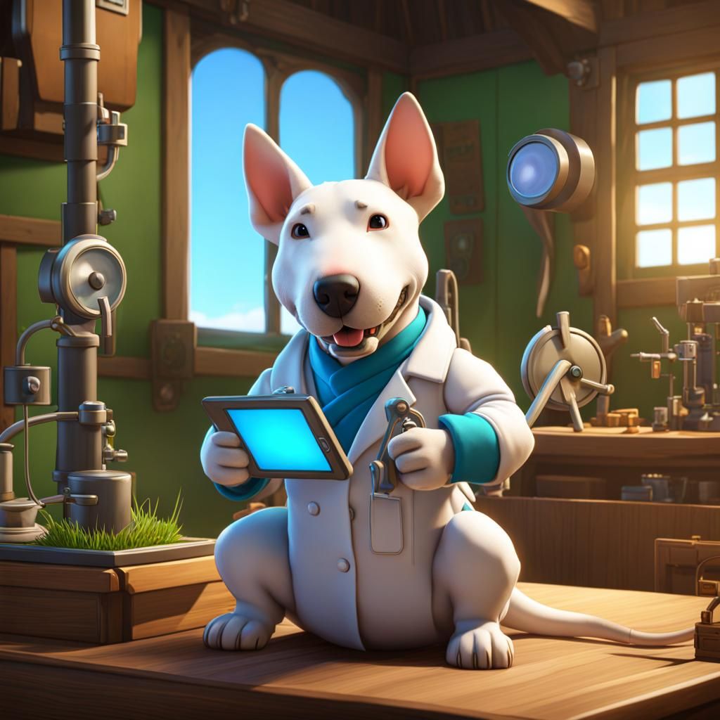 Bull Terrier Surgeon in Dragon Quest Style