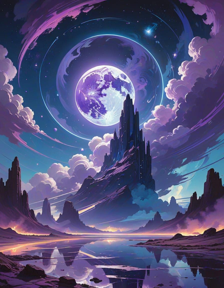 Dreamy Cosmic Body in a Starry Night Sky