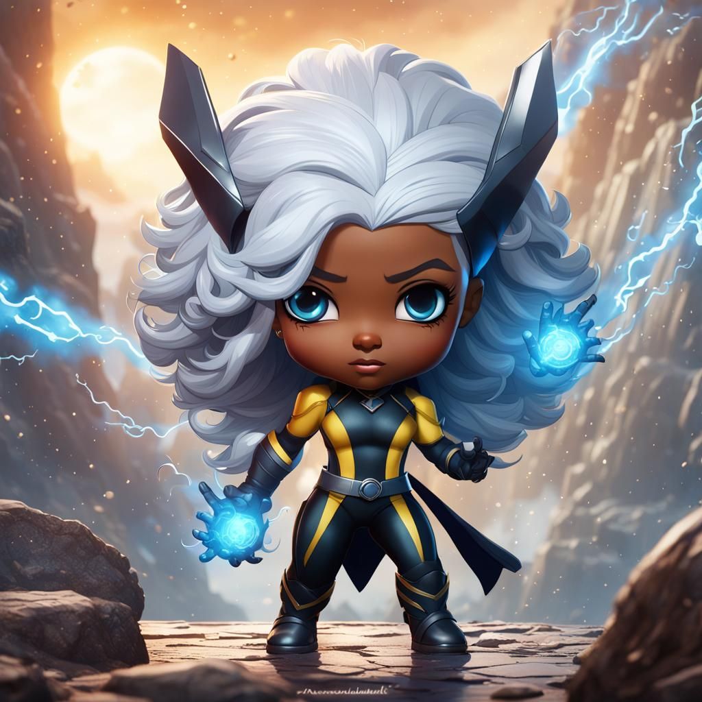 Chibi Storm: Detailed Matte Painting in Deep Color