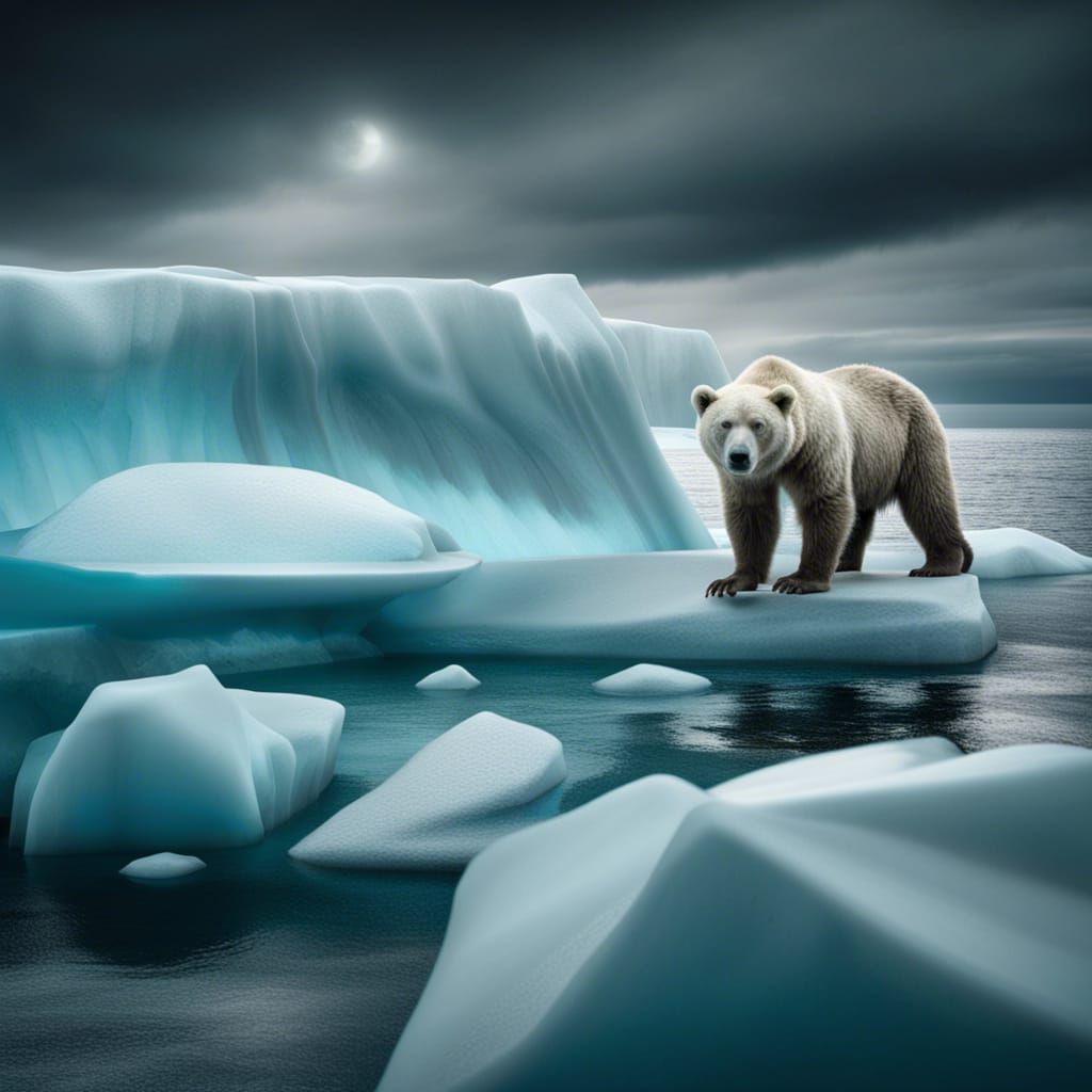 Global Warming: Polar Bear on Melting Iceberg