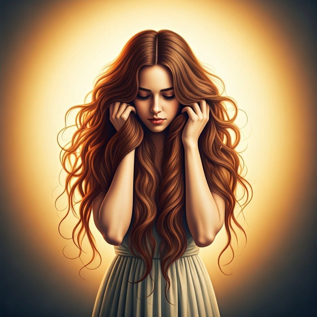 Dreamy Woman in Romantic Lighting, Pre-Raphaelite Style