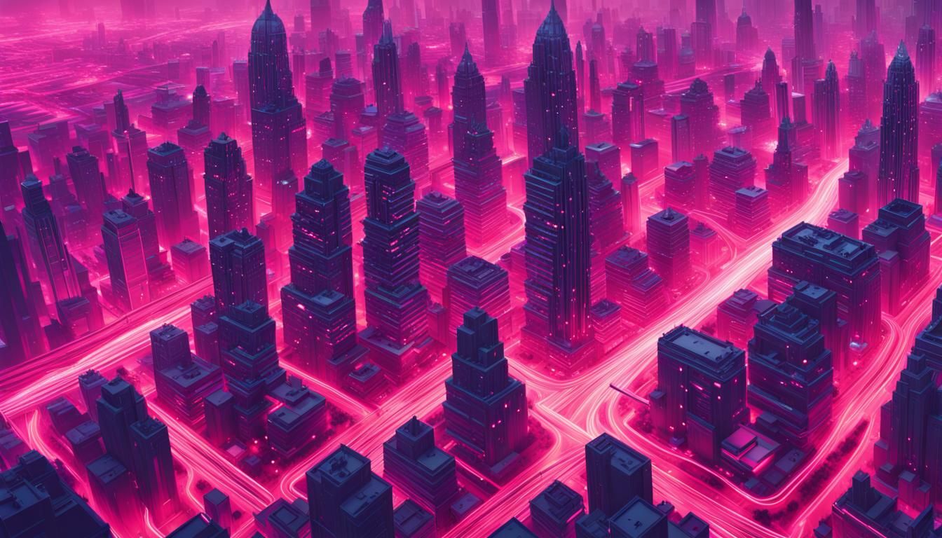 a beautiful, sharp focus, and immaculate overcast futuristic isometric city. vaporwave ombre rendering. outrun style. tr...