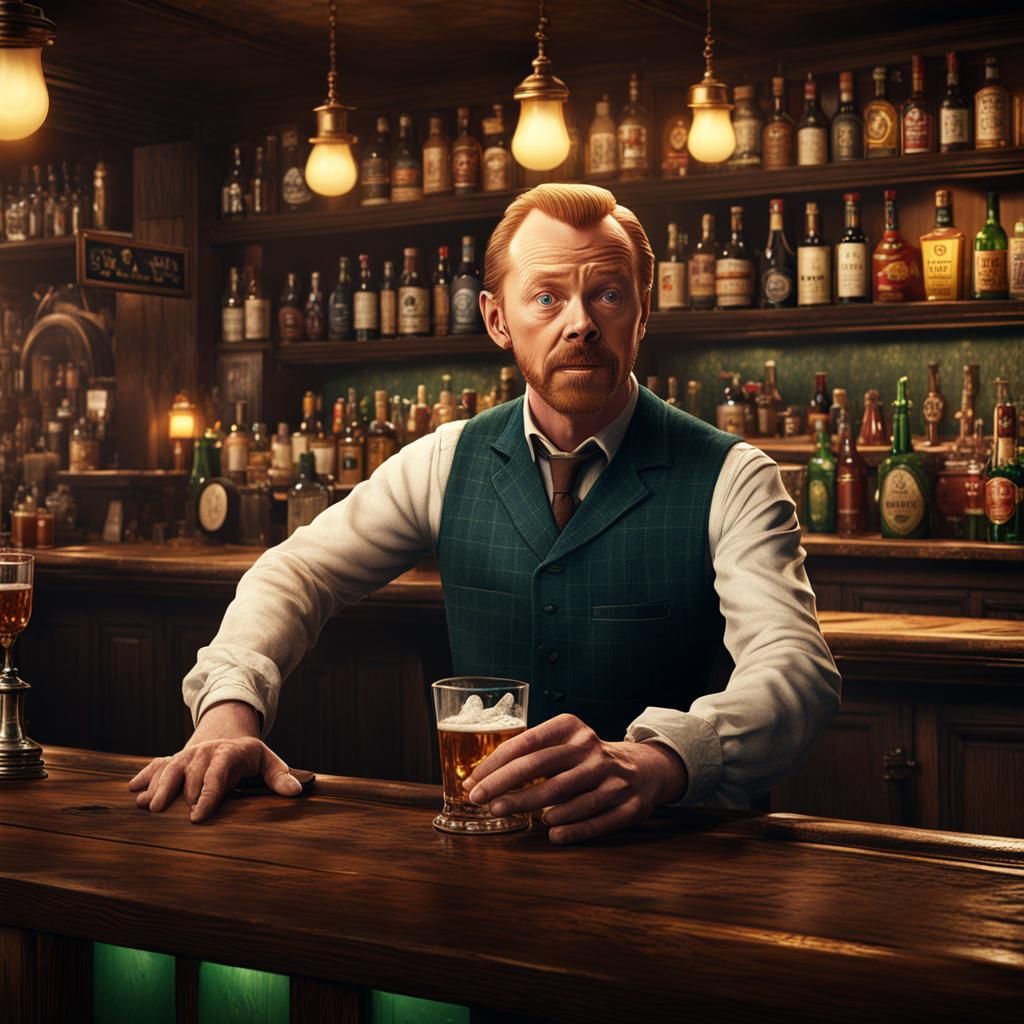Simon Pegg as Bartender in Irish Pub