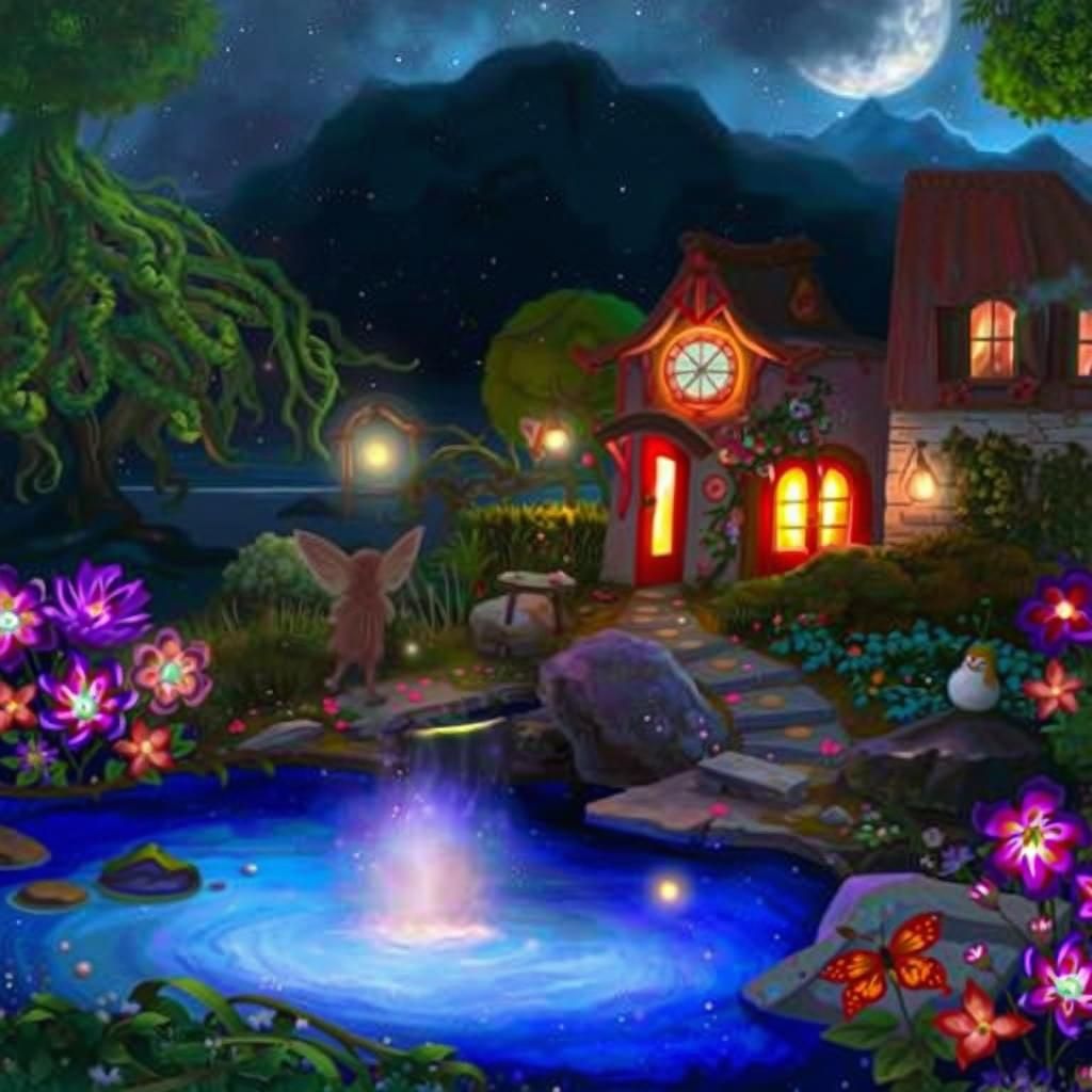 Enchanted Fairy Village Dreamcore Digital Painting