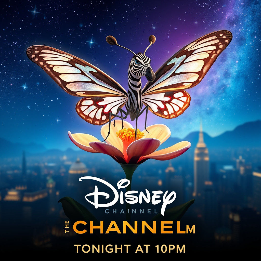 Zebra Butterfly in Fantasy Metropolis, Disney Channel Poster