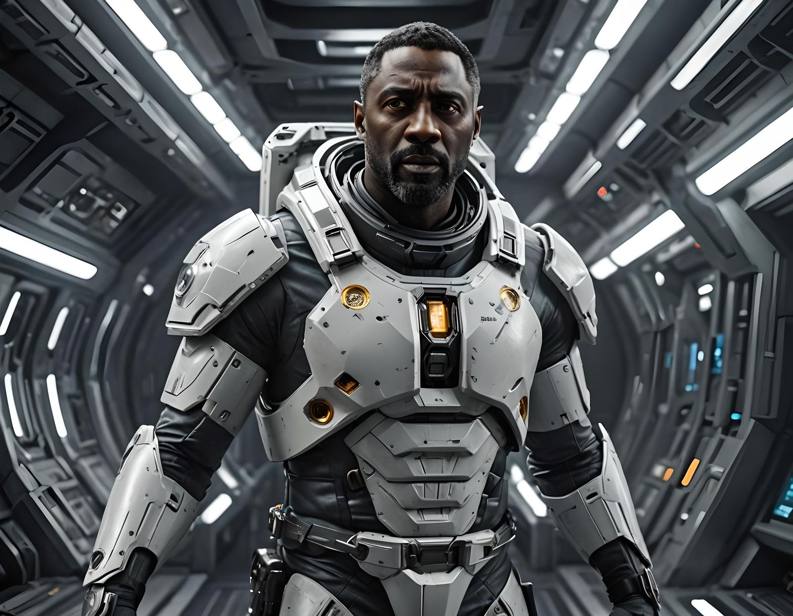 Science Fiction Pilot in Spaceship Scene, Digital Art