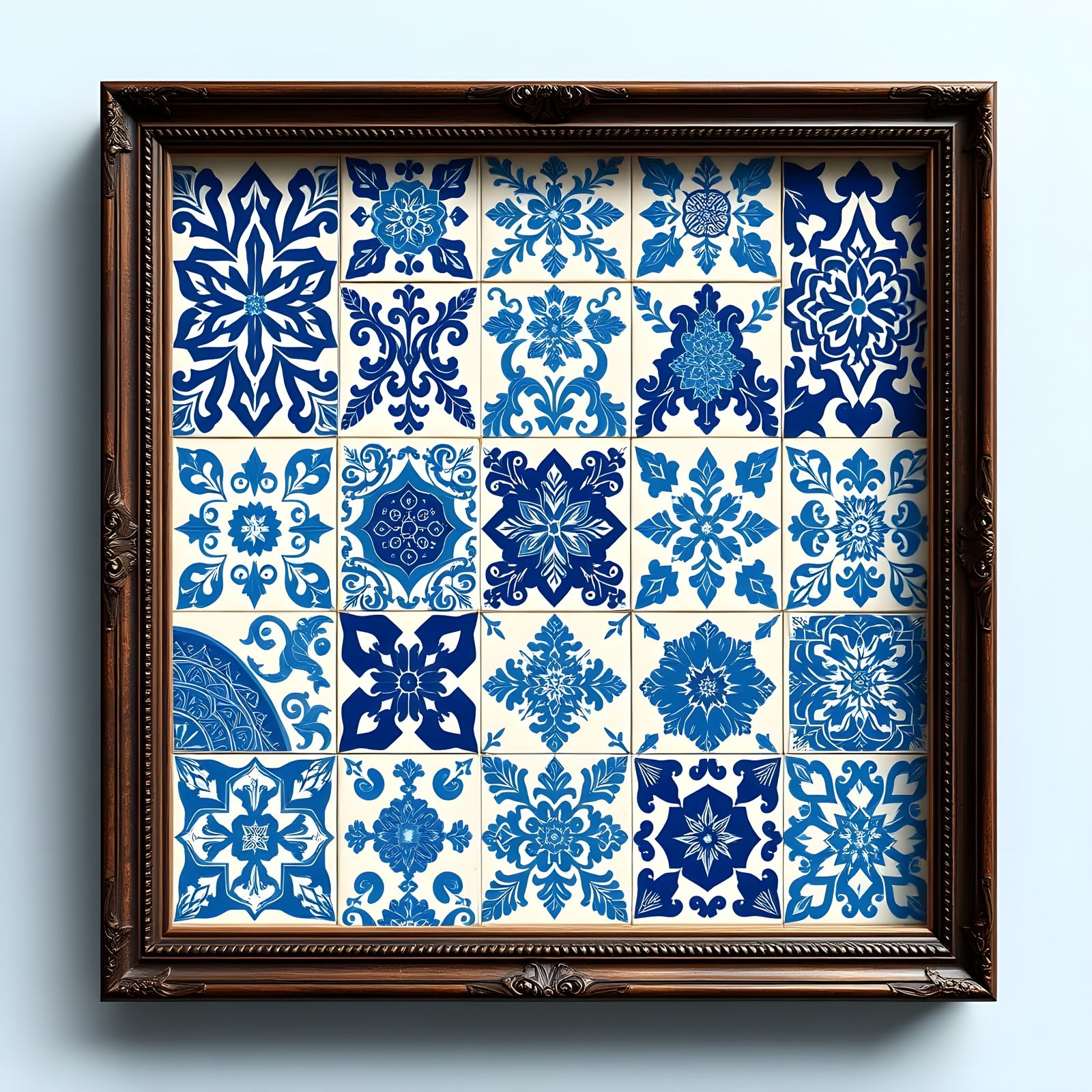 Blue Tiles in Mid-Century Modern Collage Style