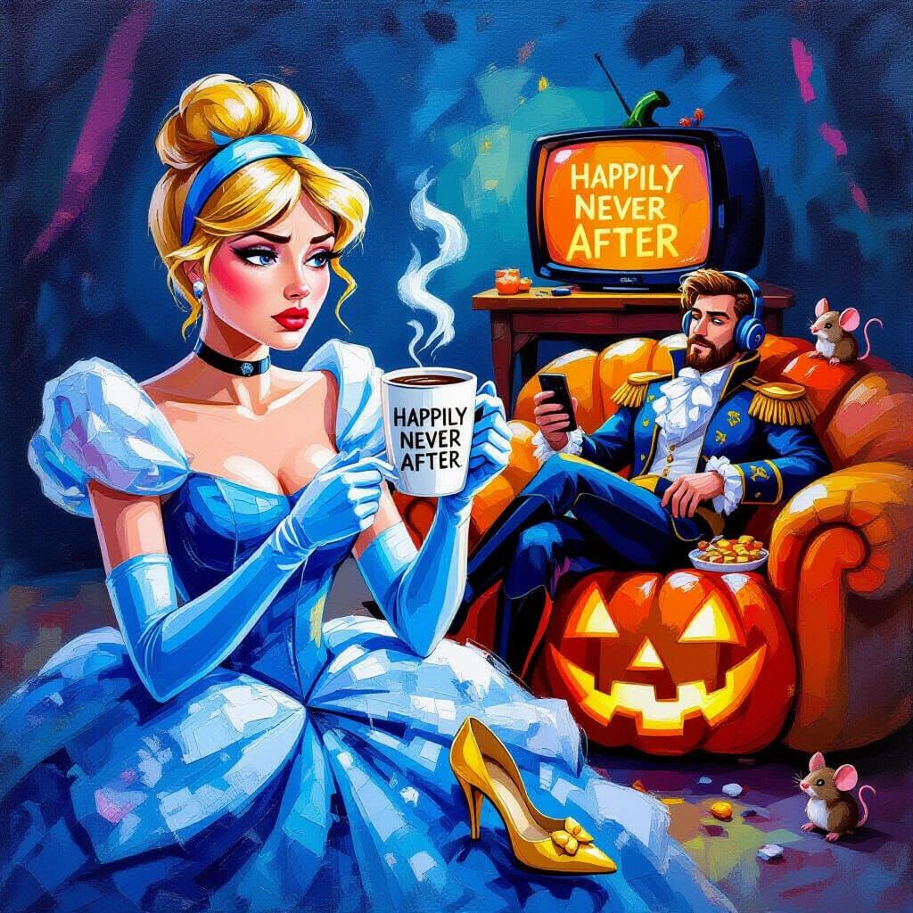 Cinderella's Modern Fairytale Misadventures as Impasto Oil P...