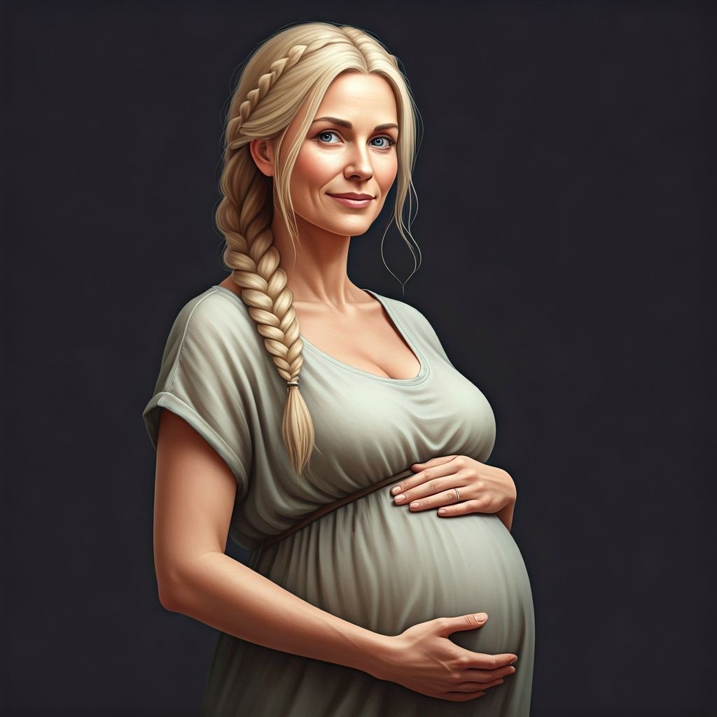 Pregnant Woman With Blonde Hair And Blue Eyes